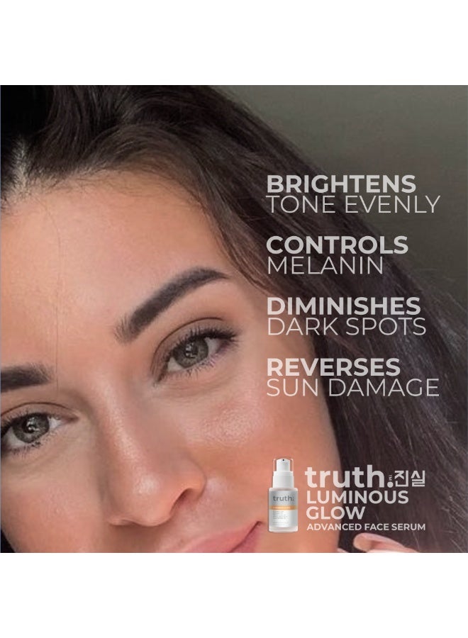 truth 진실 LUMINOUS GLOW ADVANCED KOREAN FACE SERUM VITAMIN C 20% + VITAMIN E 2% + FERULIC ACID 2% + GLUTATHIONE + ALPHA ARBUTIN + YUJA EXTRACT - Image 5